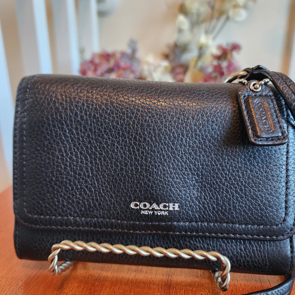 Coach Black Leather Crossbody Wallet Bag - Picture 6 of 11